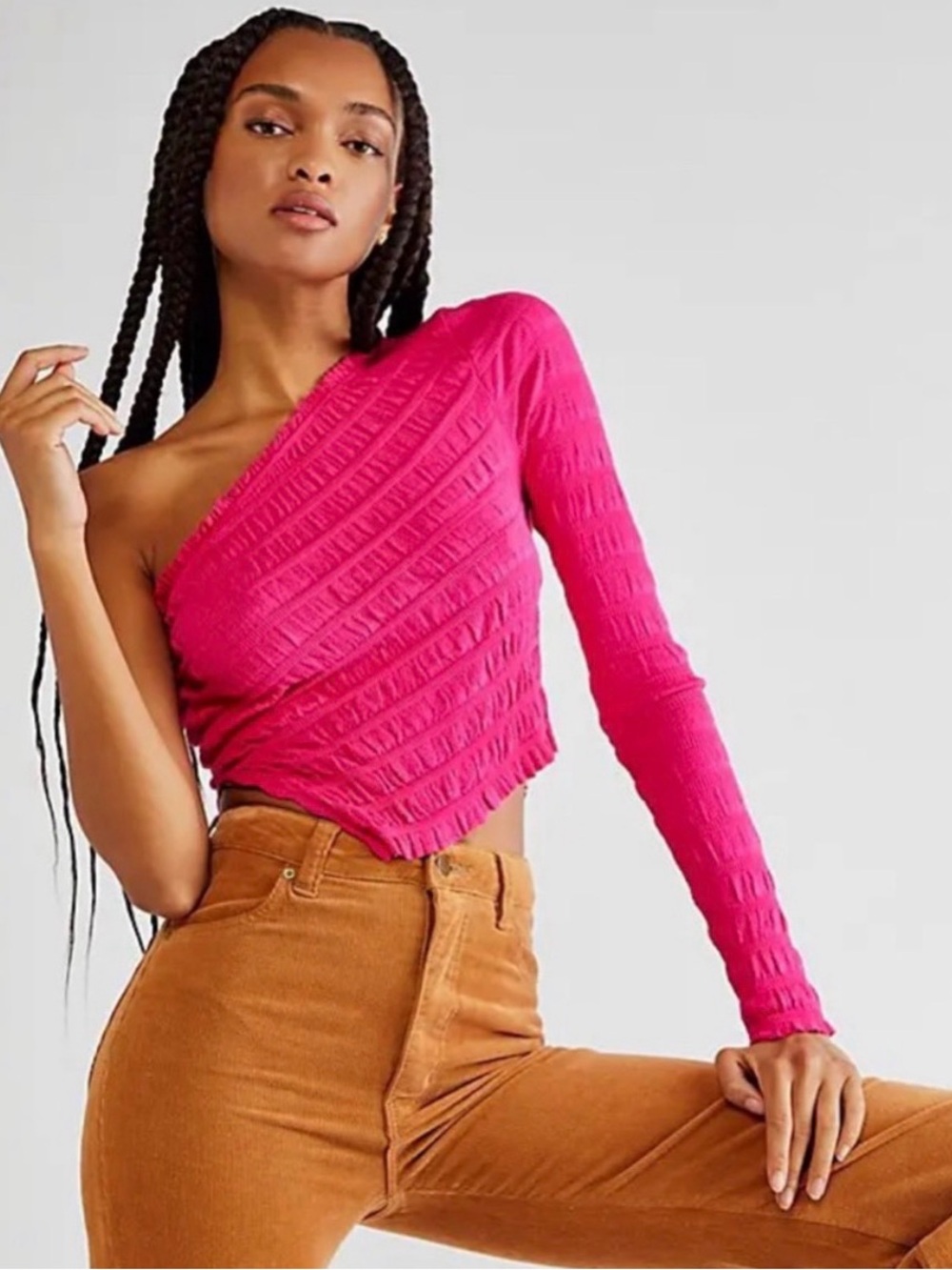 Free People Jasmine One Shoulder Top in Pink Star